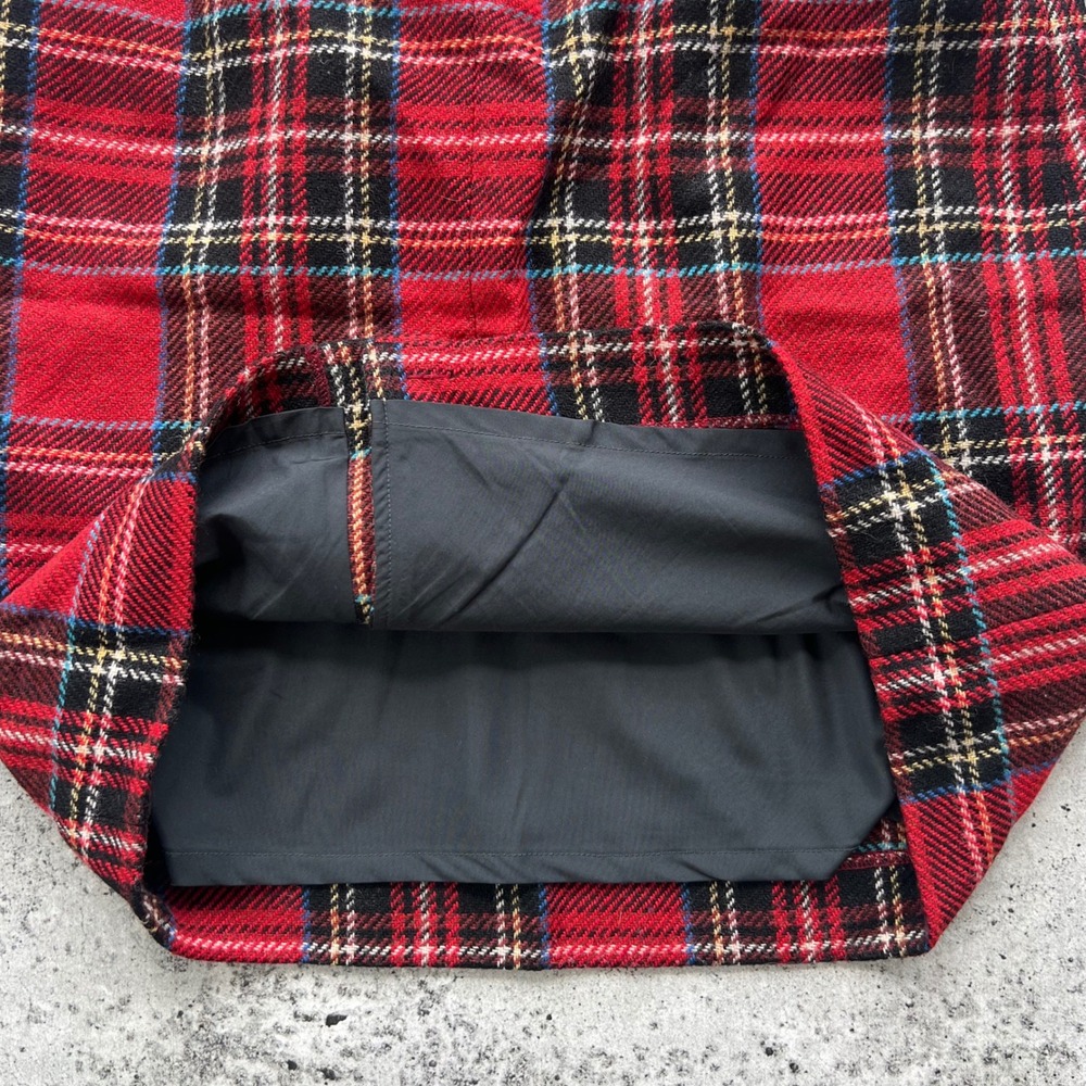 L.L.Bean Plaid Mini Skirt Women 8 Petite Red Wool Nylon Blend Tartan Academic - Picture 3 of 6